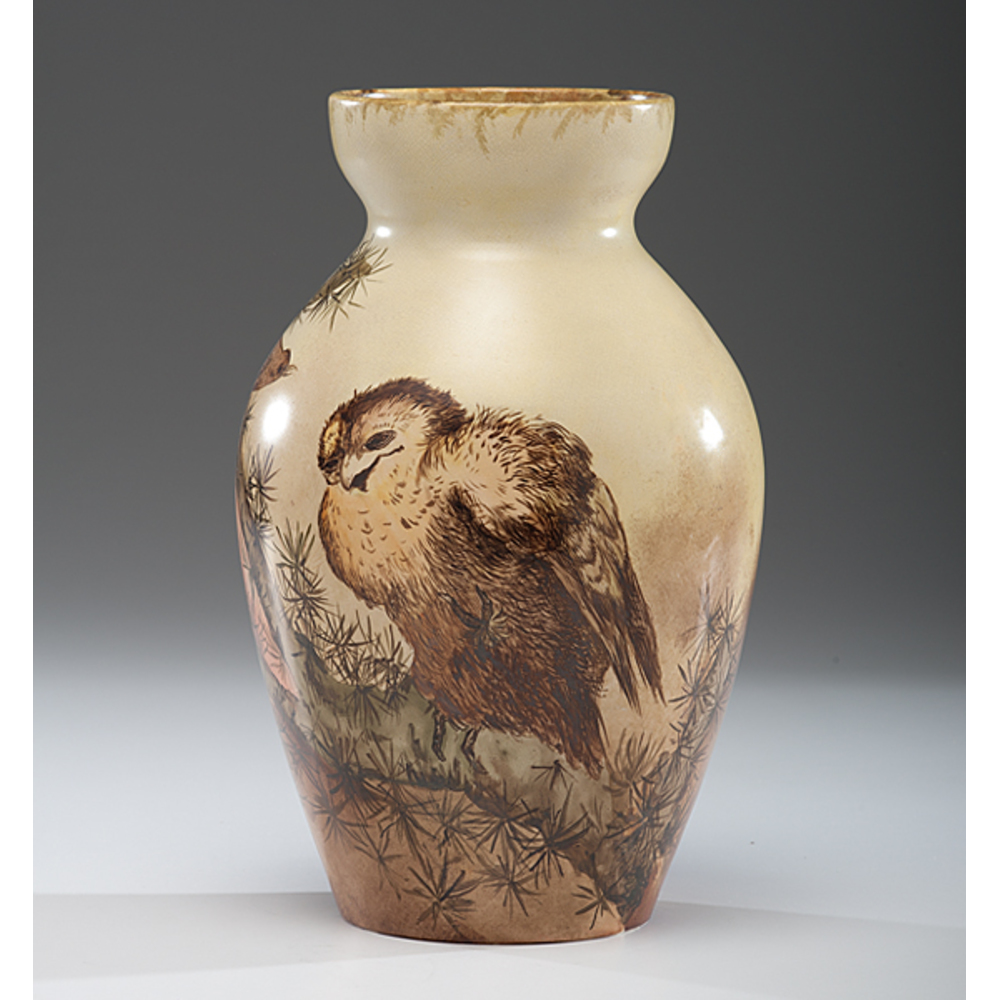 Early Rookwood Pottery Vase with Handpainted Birds Cowan