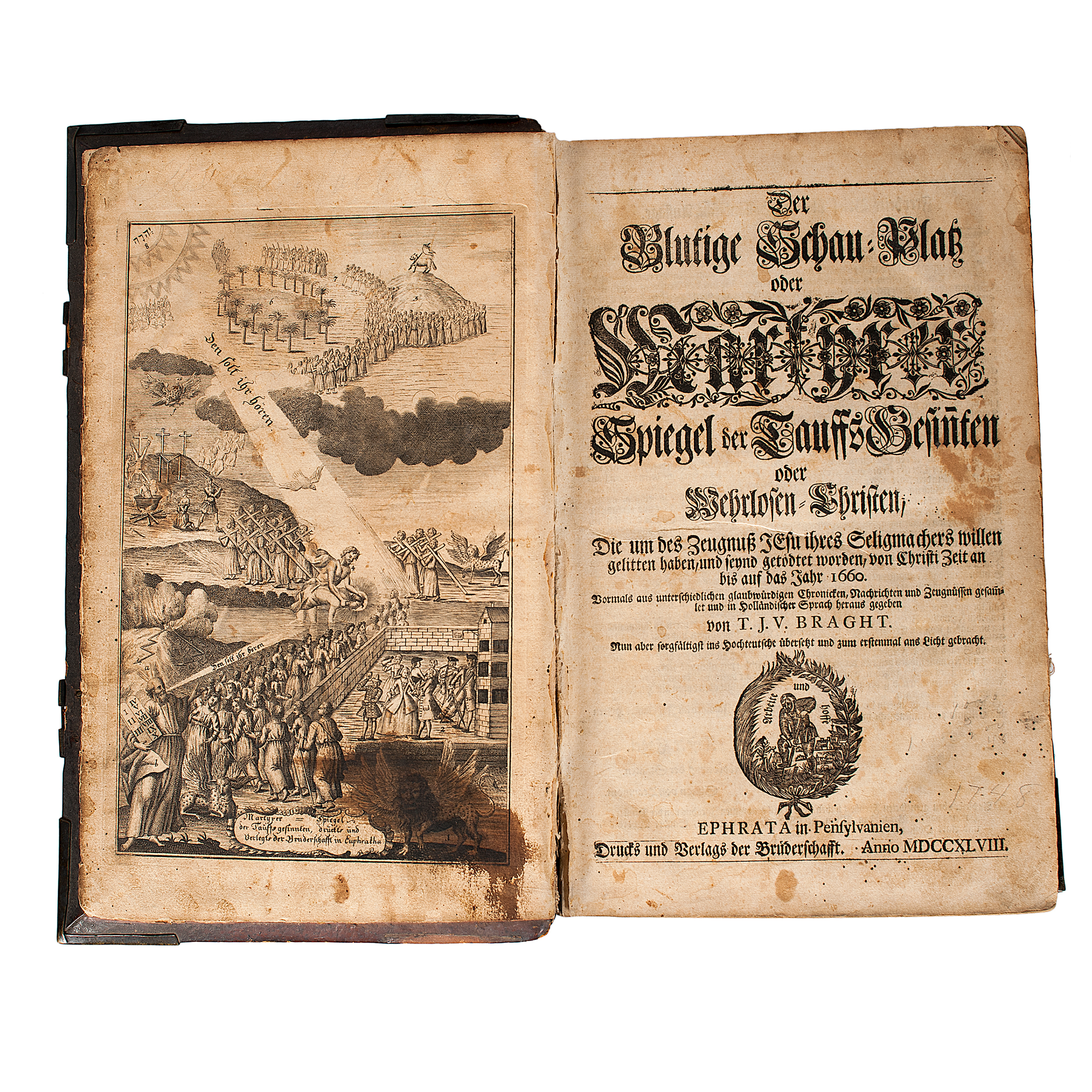 The Martyr's Mirror, Early Ephrata Cloister Printing, 1748-1749