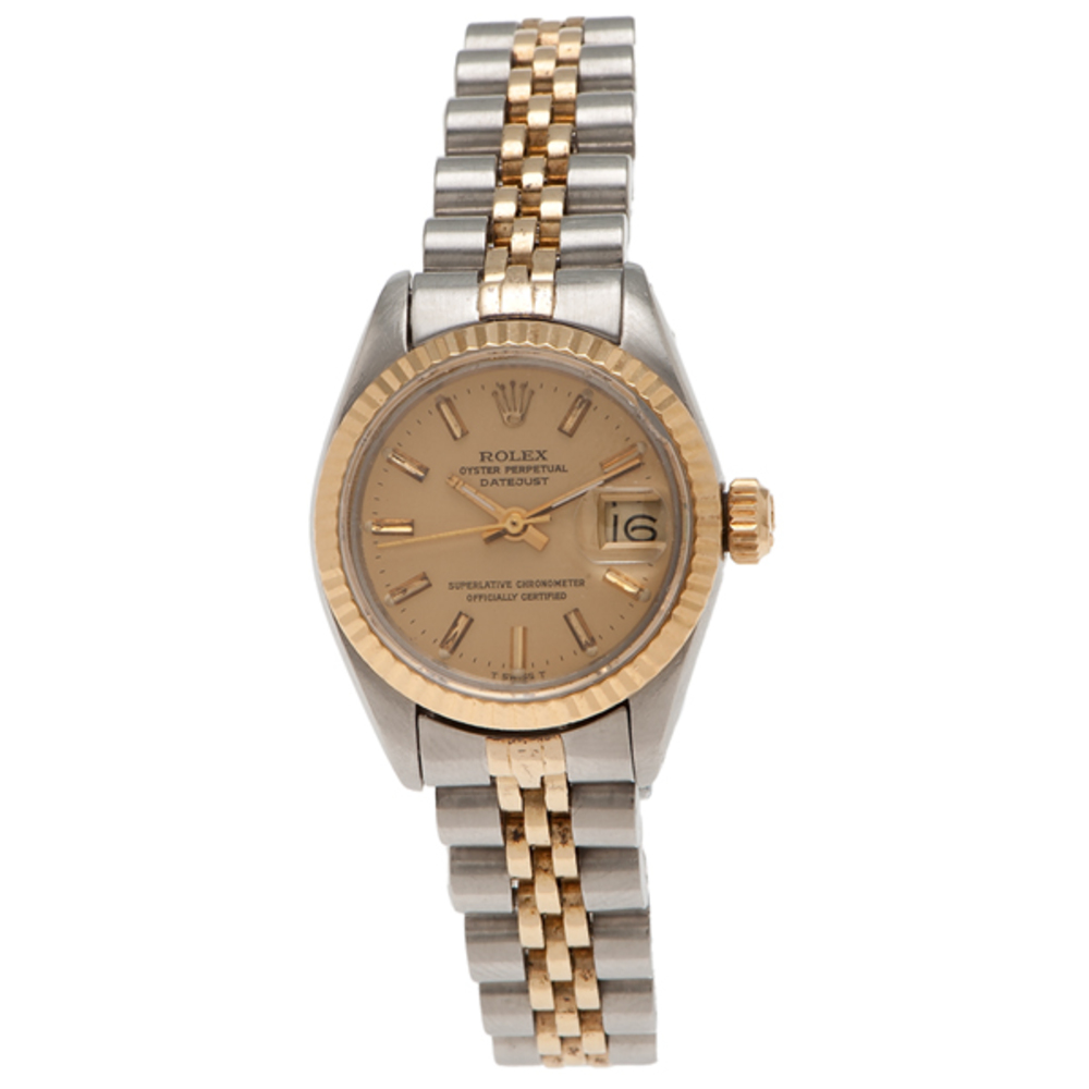 rolex oyster perpetual datejust silver and gold