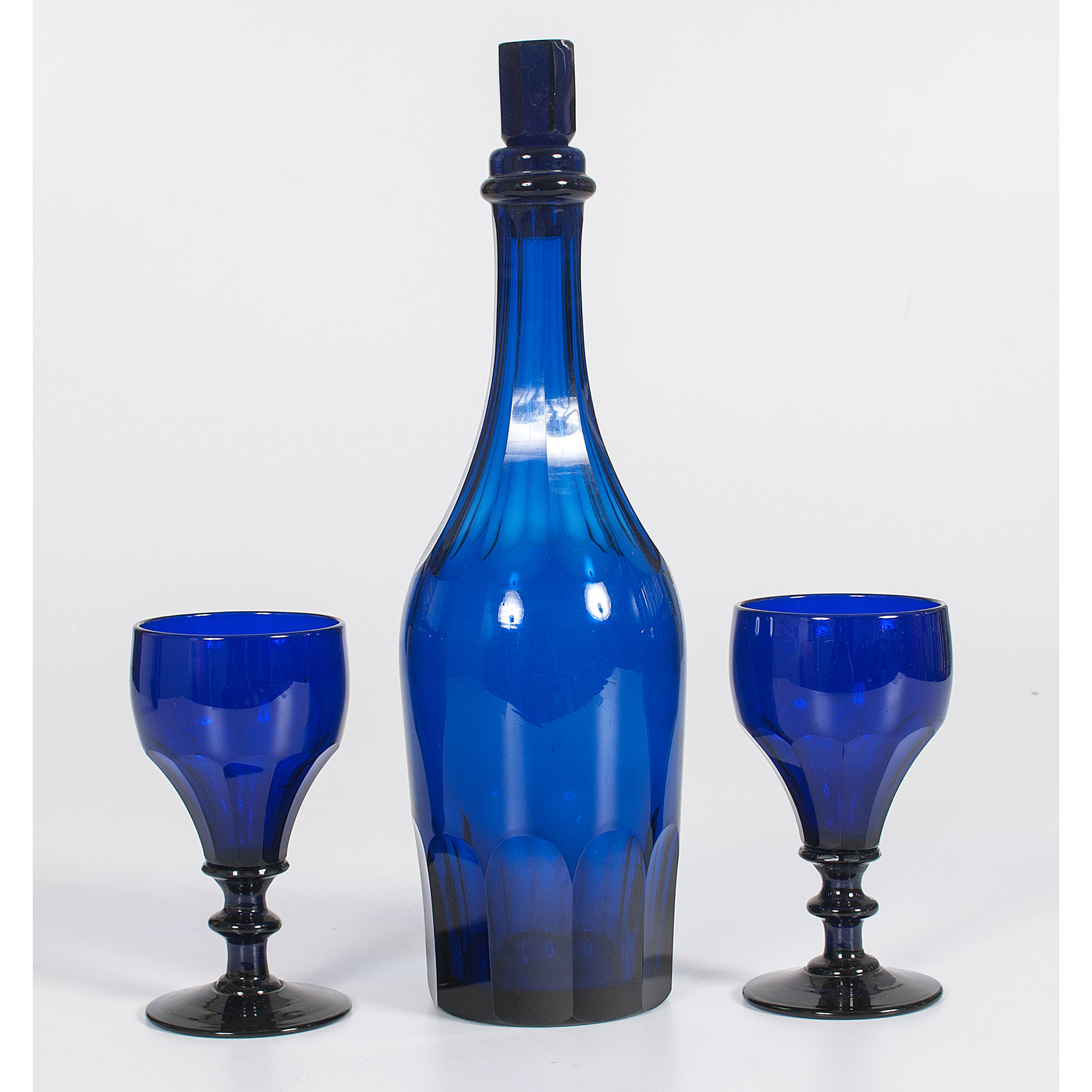Cobalt Blue Glass Decanter and Glasses Cowan's Auction House The