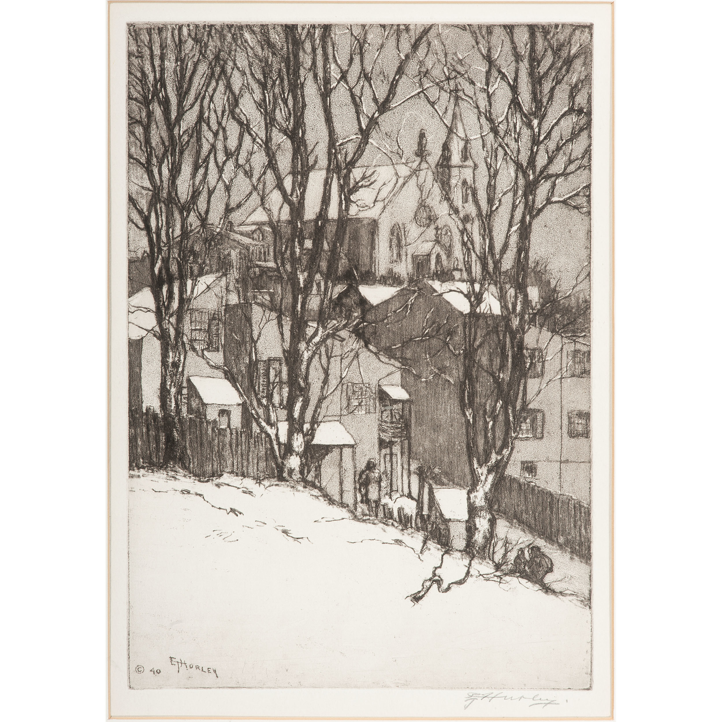 Edward Timothy Hurley Cincinnati 1869 1950 Etching Cowan S