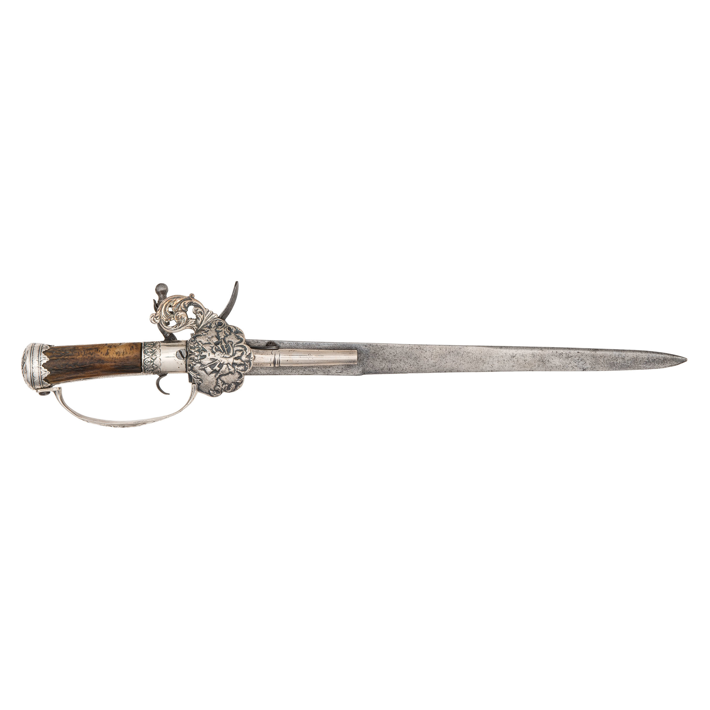 Attractive and Unusual Composite SilverMounted German Flintlock Sword