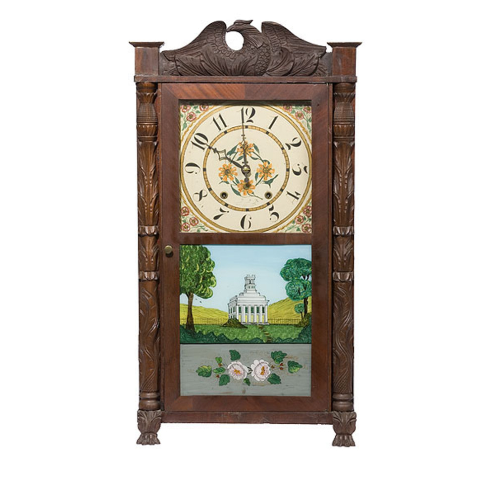 Eli Terry Jr. Wooden Works Carved Half Column Clock, Cowan's Auction