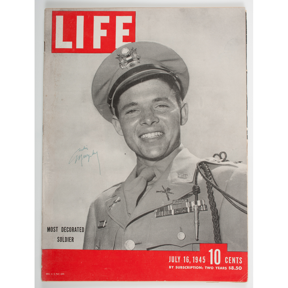 Audie Murphy Signed Life Magazine Plus Signed First Day Of Issue