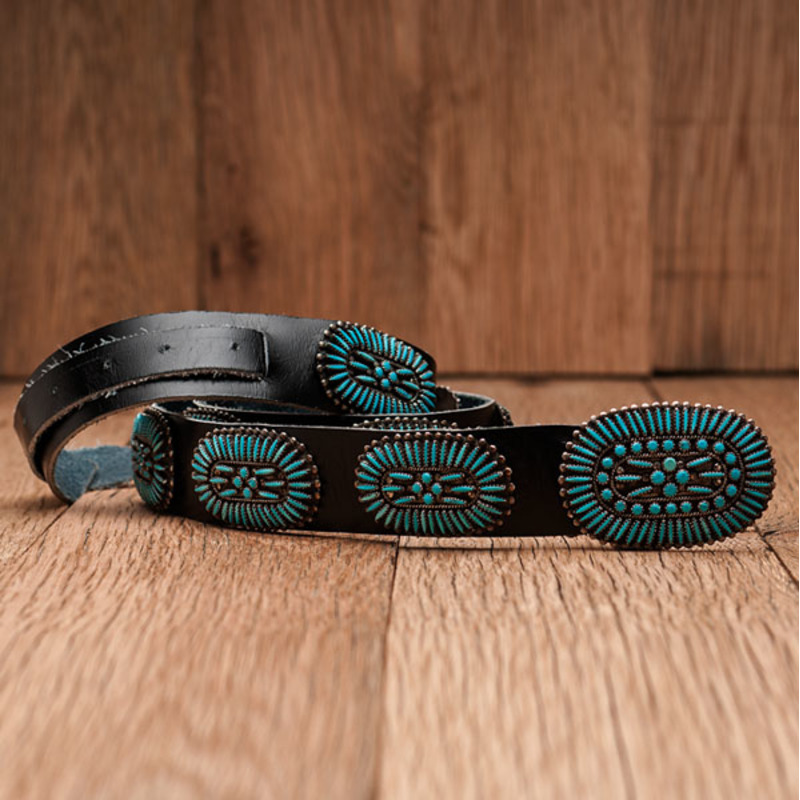 Navajo Needlepoint Turquoise Concha Belt | Cowan's Auction House: The