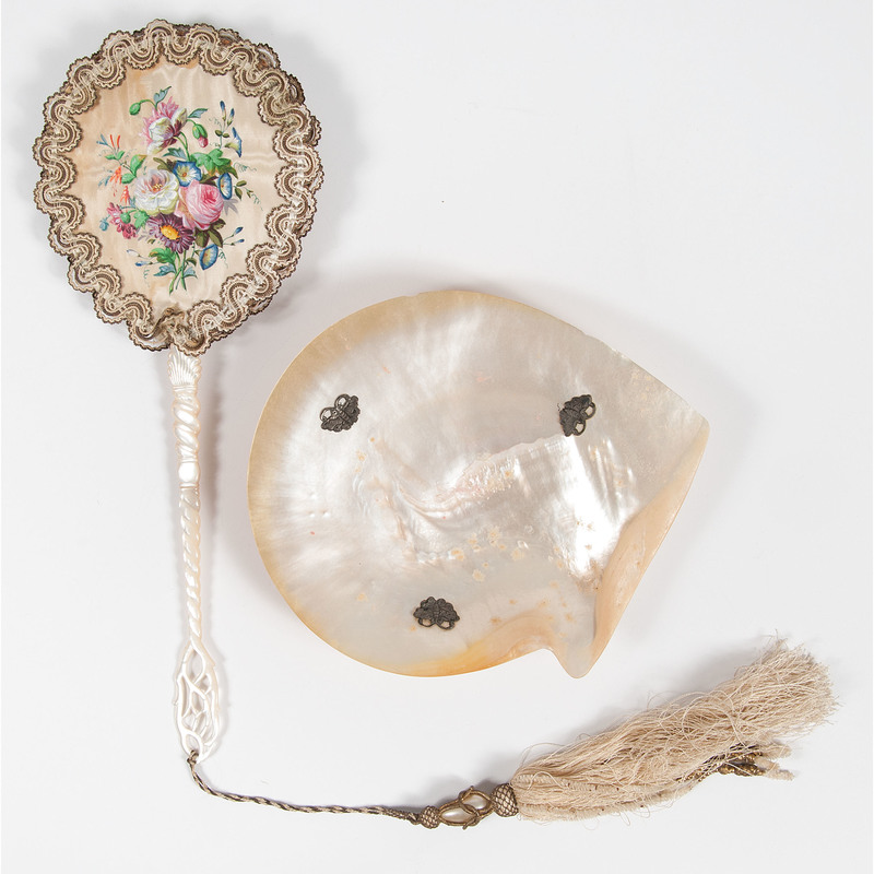 Mother of Pearl Dish and Hand Mirror