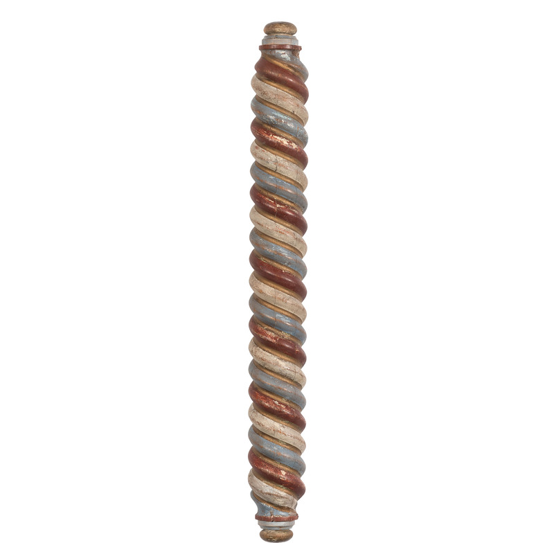 A Carved and Painted Wooden Barber's Pole