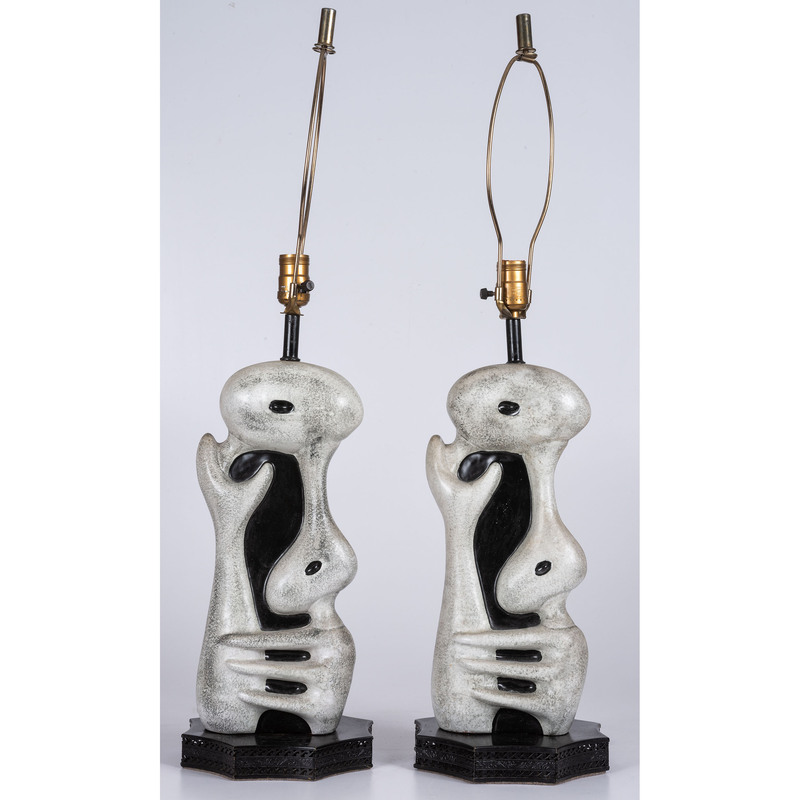 A Pair of Fantoni Figural Ceramic Table Lamps
