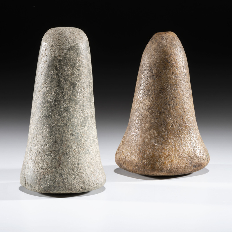A Pair of Quartz and Granite Bell Pestles, Largest 6 in.