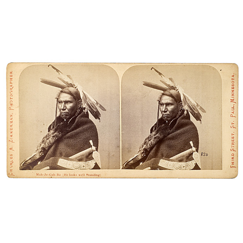 Charles A. Zimmerman Stereoview of Mah-Je-Gah-Bo (He Looks Well Standing),