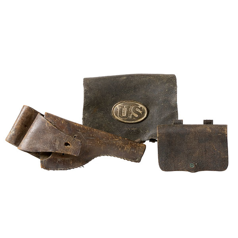 Civil War Musket Box with U.S. Plate, Pistol Cartridge Box, and Holster ...