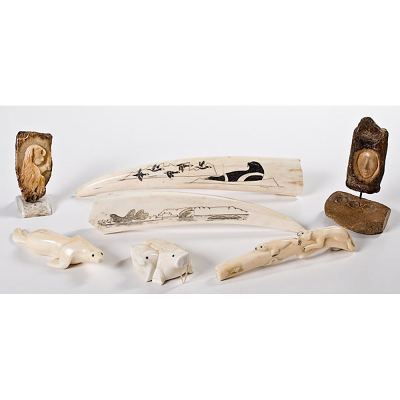 Alaskan Carved Walrus Ivory Figures, auctions & price archive