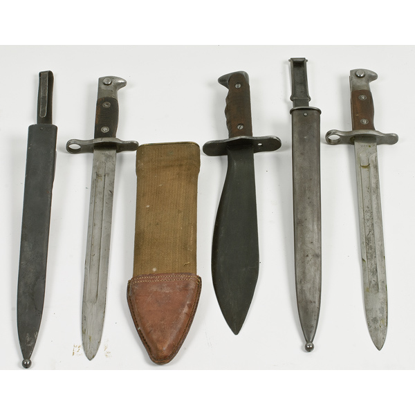 Lot Of 2 1892 Krag Bayonets PLUS Model 1917 Bolo Knife Cowan s 