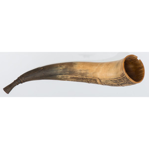 Relief Carved Dog Horn