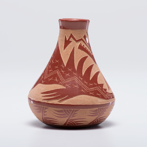 Camilio Sunflower Tafoya (Santa Clara, 1902-1995) Sgraffito Pottery Seed Jar Jar