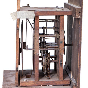 A Federal Red-Painted Pine Tall Case Clock, Garry Lewis, Trumbull County, Ohio, Circa 1820